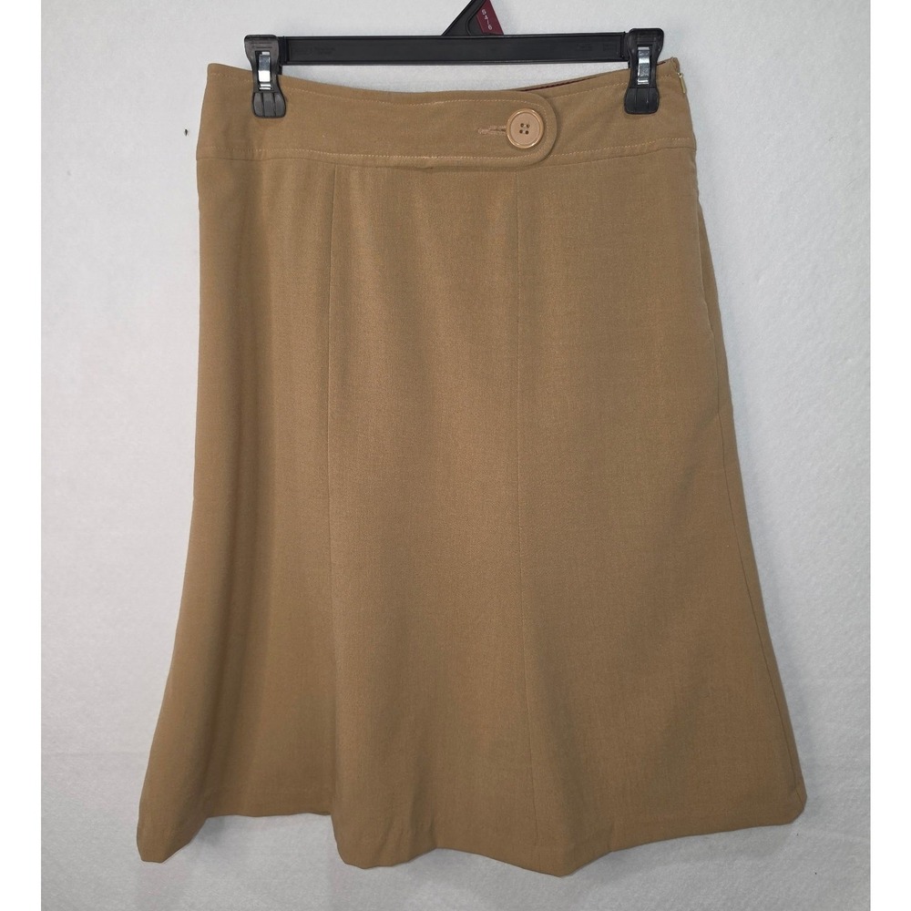 Worthington Stretch Tan A-Line Skirt Size 4 Camel Knee Length Career Wear